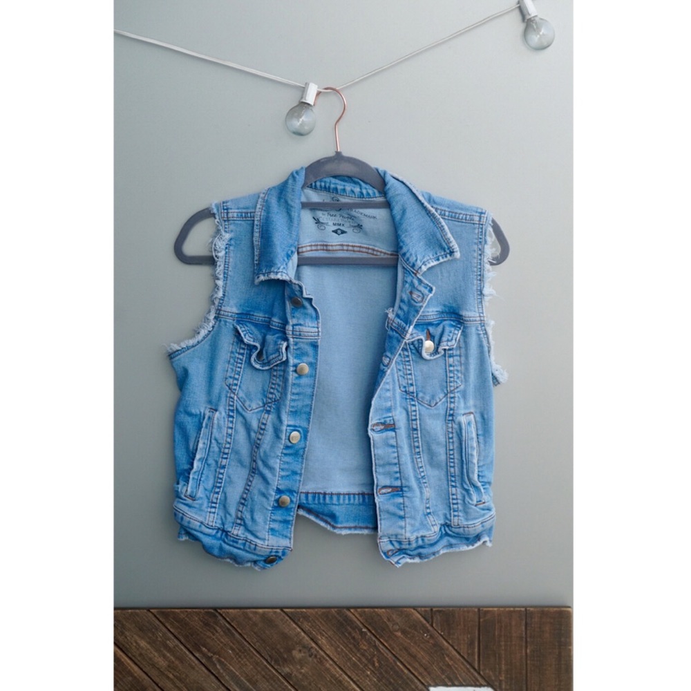 Free People Frayed Cut-Off Jean Jacket